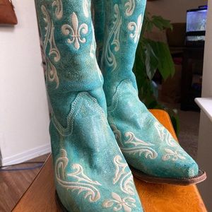 Corral Boots Turquoise and White Cowboy Boots